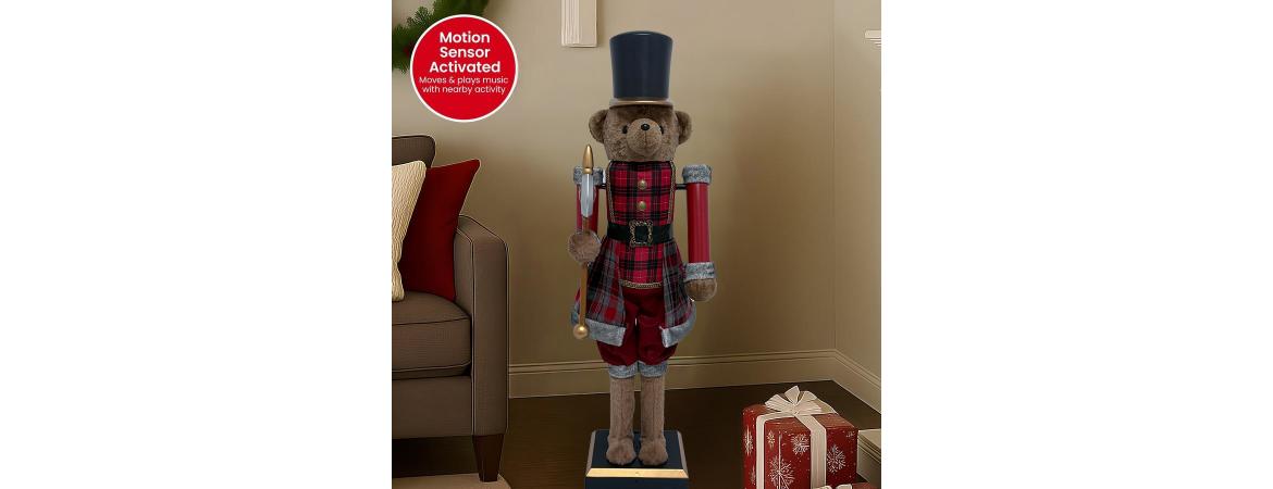 110cm Moving Collapsible Nutcracker Bear with Music