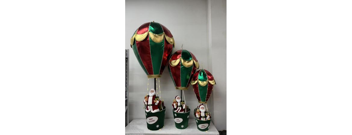200cm Collapsible Hot Air Balloon Santa with Lights and Music
