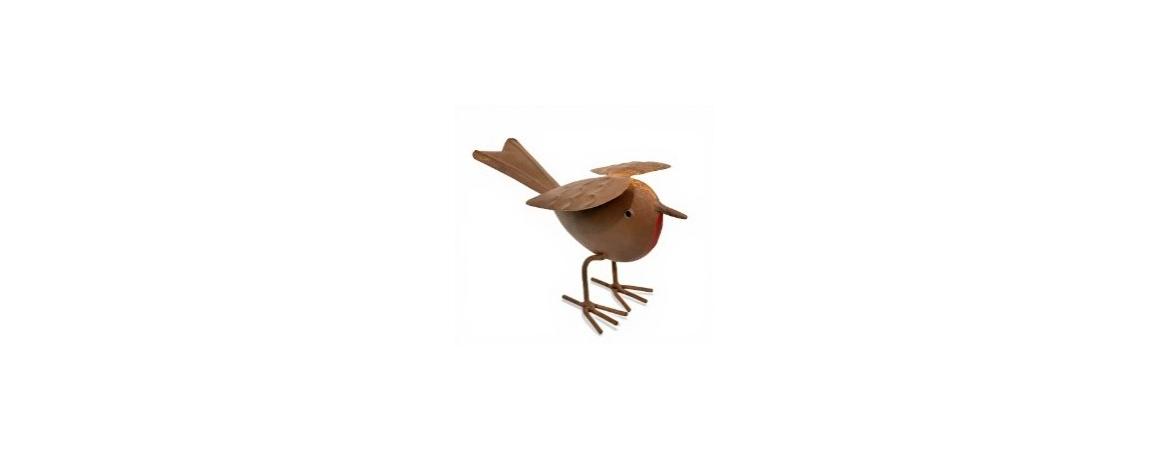 Set of 4 Birds - Robins Mix Colours and Rustic