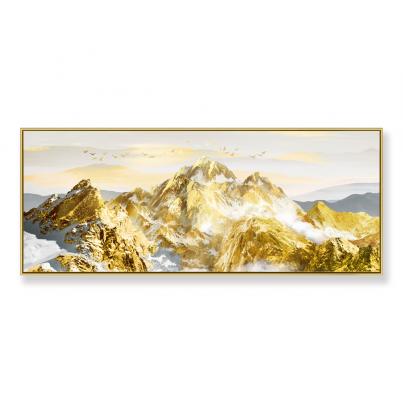 Hand Painted Golden Mountain Landscape High Texture Canvas with Gold Leaf