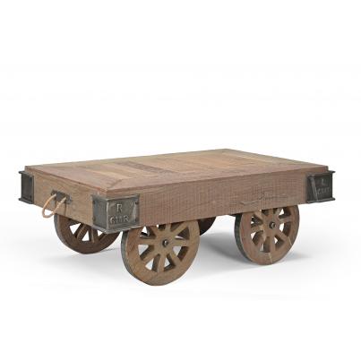 Reclaimed Wooden Coffee Table on Wheels