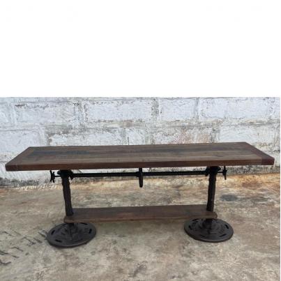 Adjustable Reclaimed Wood & Metal Console Table with Shelf