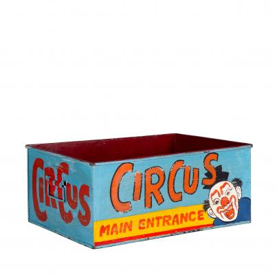 Hand Painted Circus Themed Iron Storage Box