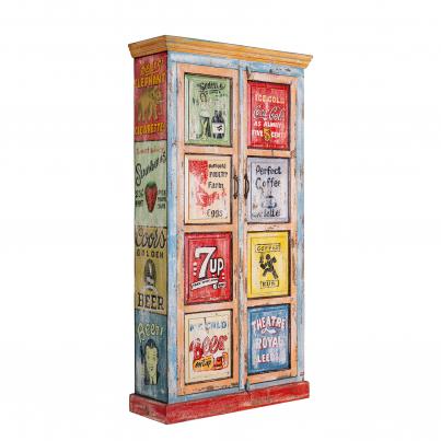 Hand Painted Tall Vintage Advert Cabinet