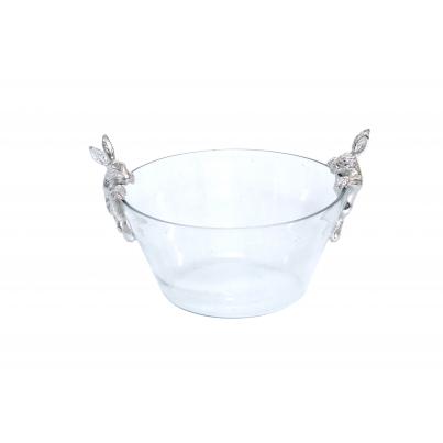 Glass Bowl with 2 Bunnies