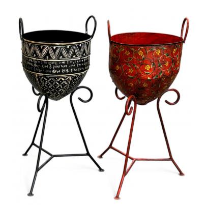 Red Iron Flower Pot 32 x 32 x 70cm