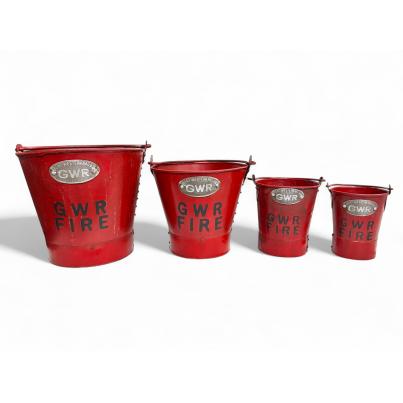 Set of 4 Red Hand Painted GWR Buckets