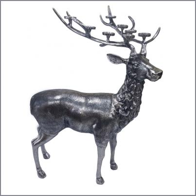 XXL Deer CandleLight Holder Deer Antique Silver 148cm