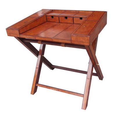 Handcrafted Writing Desk with Stand - Cognac
