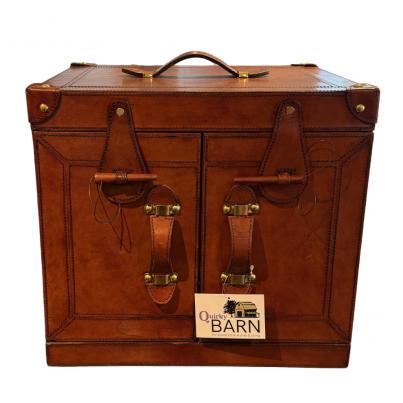 Handcrafted Leather & Brass Mini Bar - Cognac