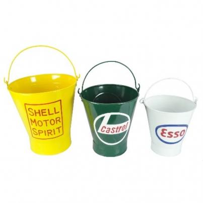 Set of 3 Motor Buckets - Shell, Castrol, Esso