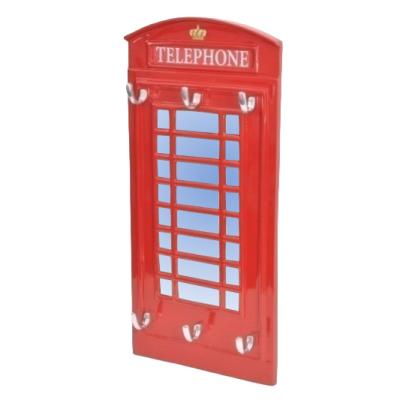 Telephone Front with Six Hooks & Mirror