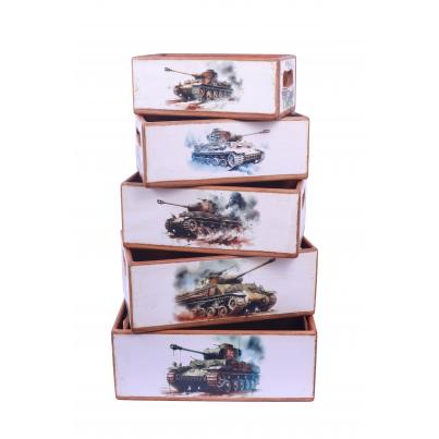 Set of 5 Shellfish Nesting Boxes - WW2 Tanks