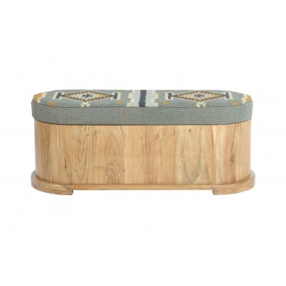 Storage Ottoman Teak Blue