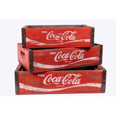 Set of 3 Coca Cola Boxes in Red