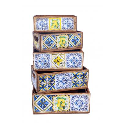 Set of 5 Shellfish Nesting Boxes - Amalfi Tile