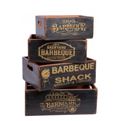 Set of 4 Vintage Black Boxes - BBQ