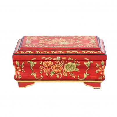 Red Floral Design Small Jewellery Box