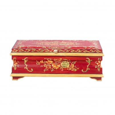 Red Floral Design Large Jewellery Box