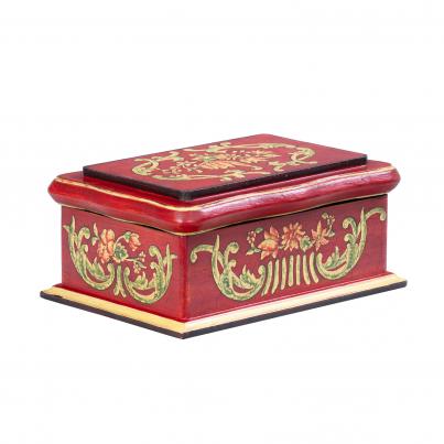 Red Floral Design Wooden Box