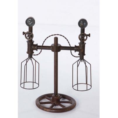 Reclaimed Pipe Twin Table Lamp