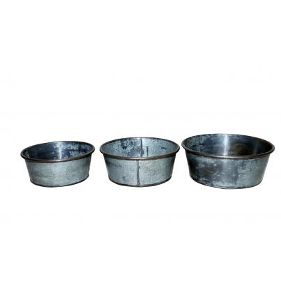 Antique Set of 3 Iron Bowls (planters)