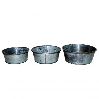 Antique Set of 3 Iron Bowls (planters)
