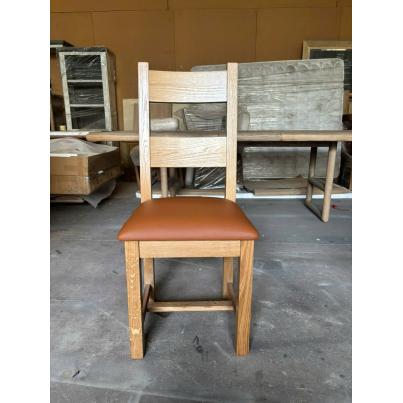 Dining Chair with Brown PU Leather Seat