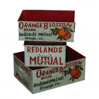 Set of 3 Metal Orange Trays