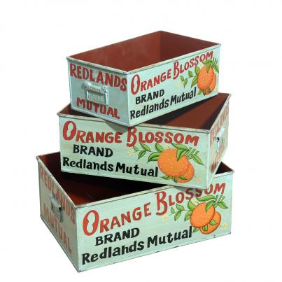 Set of 3 Metal Orange Boxes
