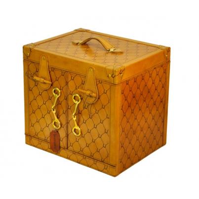 Handcrafted Leather & Brass Mini Bar - Tan