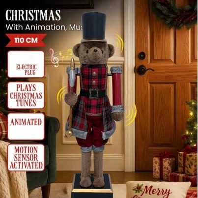110cm Moving Collapsible Nutcracker Bear with Music